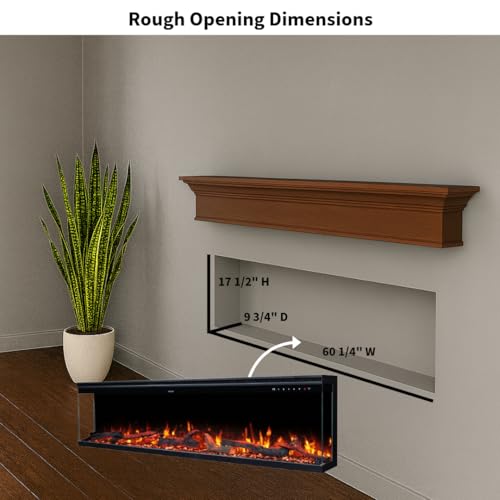 Touchstone Sideline Infinity Pro 3-Sided Smart 60" WiFi-Enabled Electric Fireplace - 80046 - Built-in - 6 Realistic Flame Colors- 13-Color Down Lighting- Crackle Sound- 1,500W Heater Touchstone