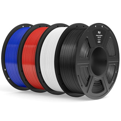 ELEGOO PLA Filament 1.75mm Bundle 4KG, 3D Printer Filament Dimensional Accuracy +/- 0.02mm, 4pcs 1kg Spool(2.2lbs) Fit Most FDM 3D Printers (Black, White, Dark Blue, Red) - WoodArtSupply