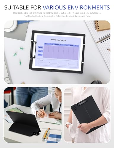 GAUENEEN Free Standing Clipboard and Desktop Stand with Adjustable Buckles Easel Back - Foldable Stand and Document Holder for School, Office and Business Use (9.37 x 12.6 inches) (Black) GAUENEEN