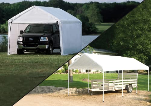 ShelterLogic 10' x 20' MaxAP Large Portable Garage 2in1 Kit Heavy-Duty Steel Frame Outdoor Canopy, Gazebo, or Carport Tent with Enclosure for Car, SUV, Truck, Boat, Tractor, White ShelterLogic