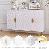 VAXZOFI Sideboard Buffet Cabinets with Storage, Accent Storage Cabinets with Fluted Doors, Gold Metal Handle and Legs, Wood Console Table Credenza for Living Room, Entryway, White VAXZOFI