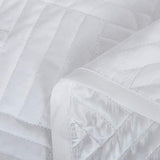 NTBAY King Silk Satin Quilt Set, Geometric Pattern Bedspread Luxury Quilted Coverlet Set for All Seasons(1 Quilt, 2 Pillow Shams), White NTBAY