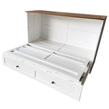 YOPTO Full Size Solid Pine Wood Murphy Bed Chest with USB Port & Large Storage Drawer,Hidden Cabinet Bed,Foldable Wall Bed,for Kids Bedroom,Student Dorms,Office,Small Room,White+Walnut YOPTO