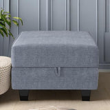 HONBAY Square Ottoman Module for Modular Sectional Sofa, Storage Ottoman Footrest and Seat Cube, Bluish Grey HONBAY