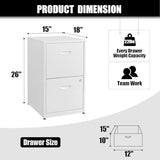 2 Drawer File Cabinet with Lock, Two Drawer Vertical Filing Cabinets, 18" Deep Steel Filing Cabinet for Home Office, Light Duty Metal White Filing Cabinet for Letter-Size Files - Assemly Required MetalMax