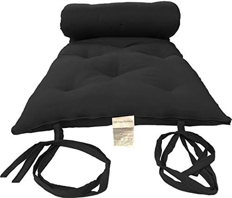 D&D Futon Furniture Traditional Japanese Floor Rolling Mattress, Foldable Bed, Cotton Batting/Foam/Polyester Fiber Batting Shikifuton (Black, 80 x 60 x 3 (in) Queen Size) D&D Futon Furniture
