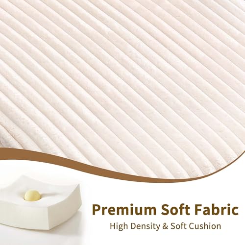 Majnesvon Modern Corduroy Fabric Sofa Bed Futon,3 in 1 Convertible Pullout Sleeper Couches with 3 Reclining Backrests,Small Sofa Chair Bed for Living Room Bedroom (White) Majnesvon