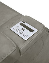 Signature Design by Ashley The Man-Den Leather Power Reclining Loveseat with Center Console, Adjustable Headrest & Wireless Charging, Gray Signature Design by Ashley