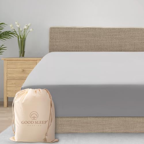Good Sleep Bedding California King Fitted Sheets Only, 800 TC Cal King Sheets Deep Pocket Fitted, 100% Egyptian Cotton Single Fitted Sheet, Soft 16" Deep Pocket Fitted Sheet, Light Grey Fitted Sheet Good Sleep Bedding