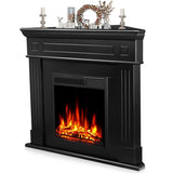 R.W.FLAME 43” Corner Electric Fireplace Mantel Wooden Surround Firebox, TV Stand with Freestanding Electric Fireplace, Remote Control, Adjustable Led Flame, 750W/1500W Black R.W.FLAME