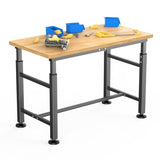 WALMANN Heavy Duty Adjustable Height Workbench 47.75" x 23.25", Rubber Wood Top Work Table for Garage, Workshop, 2000 lbs Load Capacity WALMANN