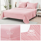 HYMOKEGE Pink Queen Comforter Set Seersucker 7 Pieces, All Season Luxury Bed in a Bag for Bedroom, Bedding Set with Comforters, Sheets, Pillowcases & Shams HYMOKEGE