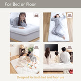 TEIJIN Japanese Futon Mattress, 100% Polyester, Foldable & Portable Floor Lounger Bed, Roll Up Sleeping Pad, Shikibuton, (Regular, Full), White TEIJIN