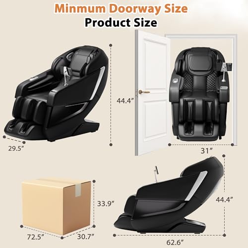 Shahoo Zero Gravity Full Body Massage Chair with SL-Track, AI Voice Control & Heating – Auto Body Scan, Air Compression Foot Massage, 8 Auto Programs Shahoo