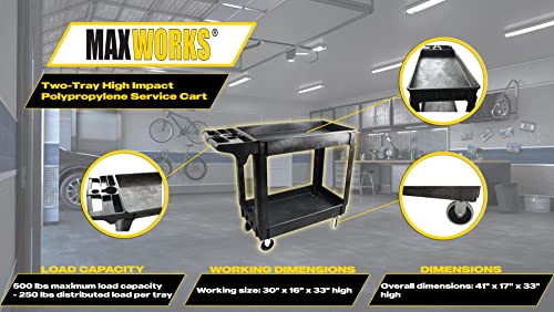 MaxWorks 80855 500-Pound Service Cart With Two Trays (40" x 17" Overall Dimensions) MaxWorks