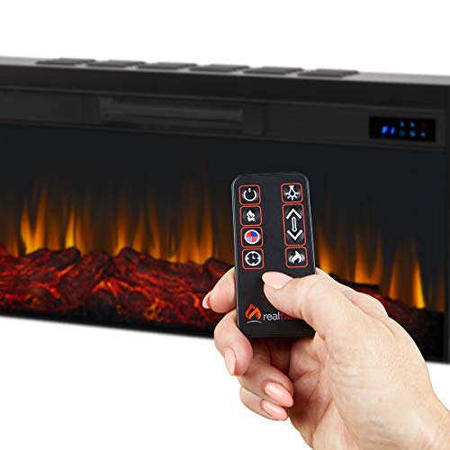Real Flame Landscape Electric Firebox, Replaceable Fireplace Heater, Realistic Log and Flame Effect, Timer Real Flame