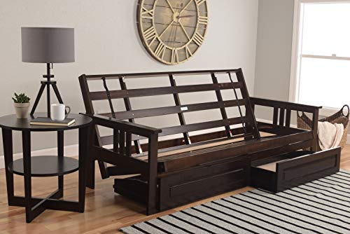 Kodiak Furniture Monterey Queen-size Futon, Storage Drawers, Espresso Finish with Suede Peat Mattress Kodiak Furniture
