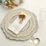 Efavormart 6 Pack | 13" Rustic White Wooden Textured Acrylic Charger Plates With Scalloped Rim Efavormart.com