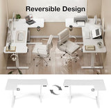Acrolix 59 Inch L Shaped Standing Desk Adjustable Height, Electric Corner Standing Desk, Sit Stand Computer Table with Reversiable Splice Board,White Acrolix
