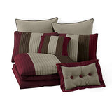 Chezmoi Collection Loft 8-Piece Luxury Striped Comforter Set (Full, Burgundy/Coffee/Brown) Chezmoi Collection