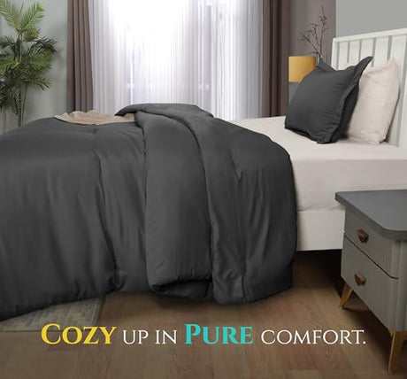 Twin Comforter Set 2 Piece Grey by Utopia Bedding, Comforters Twin Size, Bedding Comforters Sets, Down Alternative Soft Bed Set, 1 Comforter (64 x 88 inches) 1 Pillow Shams (20 x 26 inches)" Utopia Bedding