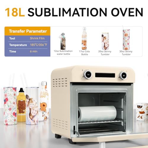 GIZMIX 18L Sublimation Oven for Tumblers, Mugs & Bottles, Digital Heat Press Convection Oven with 360° Heating, Precise Temperature Control, Fits Multiple Items, Includes Heat Resistant Gloves GIZMIX