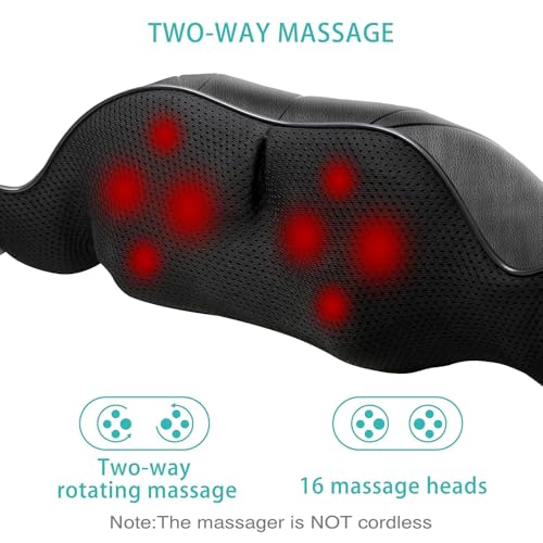 AERLANG Shiatsu Back and Neck Massager, Back Massager Deep Tissue Kneading Neck and Shoulder Massage with Heat, Electric Massage Pillow Fathers Day Gift Ideas from Daughter Son(NOT Cordless) AERLANG