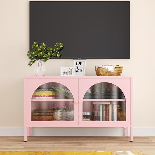 Fumedo Metal Storage Cabinet with Doors and Shelves,2 Door TV Stand,Accent Cabinet，Metal Locker&Sideboard Buffet Cabinet&Bookshelf&Cupboard for Home,Office,Living Room Fumedo