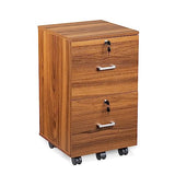 VINGLI 2 Drawer File Cabinet with Lock, Wood Grain Walnut File Cabinet for Letter Size File Folders with Tabs, Under Desk Rolling File Cabinets for Home Office, Mobile Filing Cabinet Printer Stand VINGLI