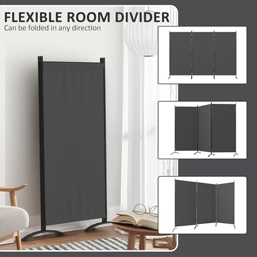 Kecreque 3 Panel Room Divider 6 Ft Folding Screen Room Dividers with 4 Curved Metal Feet Partition Wall Divider,Privacy Screens Portable Wall for Office,Bedrooms,Dining,Dorm,Grey Kecreque