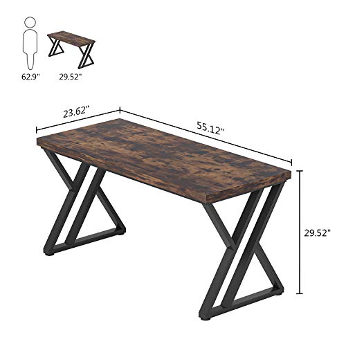 LITTLE TREE 55 Inch Large Simple Industrial Computer Desk Study Writing Table Home Office Workstation,Rustic Brown LITTLE TREE