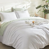 Litanika White Comforter Set Queen Size, 3 Pieces Lightweight Solid Bedding Comforter Set, All Season Fluffy Bed Set (90x90In Comforter & 2 Pillowcases) Litanika