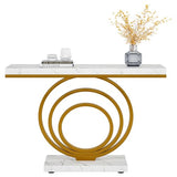 Tribesigns 41-Inch Gold Entryway Table, Modern Console Table Narrow Long, Contemporary Accent Table for Living Room, Hallway, Entrance, Faux Marble Veener Top Tribesigns
