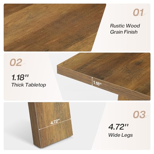 Tribesigns 5.3ft Conference Table for 4-6 People, Rectangular Conference Room Table with Sturdy Legs, Farmhouse Wooden Meeting Table for Office, Rustic Brown Tribesigns