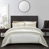 AiMay Satin Duvet Cover Set Bedding Sets Luxury Rich Silk Silky Super Soft Solid Color 2 Piece (1 Duvet Cover +1 Pillowcase) Honeymoon Sexy Reversible Stain-Resistant Wrinkle Free (Twin, Off White) AiMay