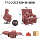 Trustyue Dual Motor Power Lift Recliner Chair with Lay Flat, Full-Body Vibration & Lumbar Heating - Lift Assist Chair for Elderly, Electric Recliner with Massage and Heat,Easy Assembly Red