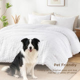 AveLom Seersucker Queen Comforter Set (90x90 inches), 3 Pieces - 100% Soft Washed Microfiber Lightweight Comforter with 2 Pillowcases, All Season Down Alternative Comforter Set for Bedding, White AveLom