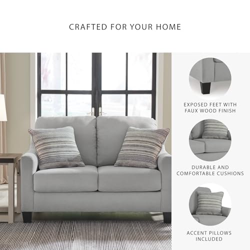 Signature Design by Ashley Adlai Casual Loveseat with 2 Toss Pillows, Light Gray Signature Design by Ashley