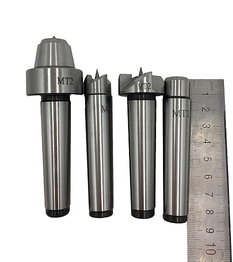 Live Center Wood Lathe Drive Spur Cup 4pcs Set with 2Pcs Extra Replacement Tips with Good Quality Wooden Box (MT2) SP1stopmall