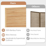 Room Divider Folding Privacy Screens, Hand-Made 67'' High Bamboo Room Dividers Freestanding 2-in-1 Multifunction 4 Panel Wall Divider for Room Separation, Portable Room Partitions and Dividers HOMSCREENER