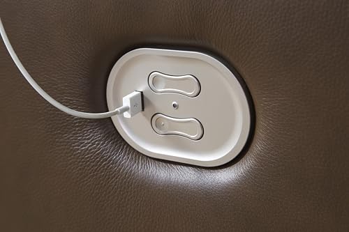 Signature Design by Ashley VonRyan Modern Zero Gravity Leather Match Power Recliner with Adjustable Headrest and USB Ports, Dark Brown Signature Design by Ashley