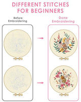 TINDTOP 2 Pack Embroidery Kit for Adult, Embroidery DIY Starter Kit, with Stamped Patterns, Hoop, Tools, Colorful Threads with Needles, Instructions (Bee)