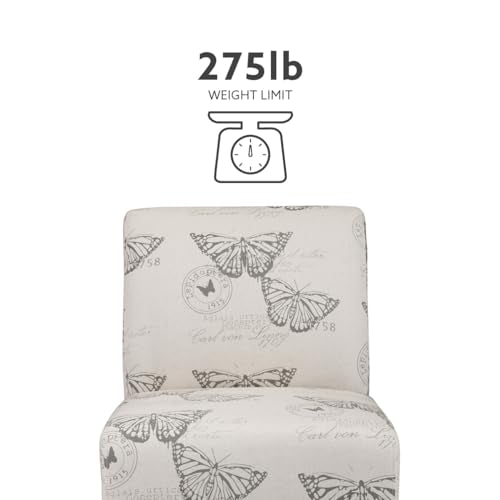 Linon Butterfly, Dark Espresso Linen Lily Chair, 21.5" W x 29.5" D x 31.5" H Linon