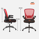 Home Office Chair Ergonomic Desk Chair Mesh Computer Chair with Lumbar Support Flip-up Arms Swivel Rolling Executive Task Chair Adjustable Chair for Adults(Red) BestOffice