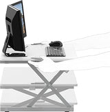 SHW 32-Inch Height Adjustable Standing Desk Converter Riser Workstation with Drawer, White SHW