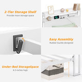 Elephance Twin Bed Frames with Charging Station and Storage Headboard, No Box Spring Needed, Noise Free, Easy Assembly Elephance