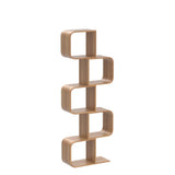 5-Tier S-Shaped Geometric Modern Bamboo Bookshelf, Large Capacity Creative Display Curved Rack Free-Standing Bedside Table 2 in 1 Bookcase Storage CDs, DVDs Book Shelf for Home, Office, Living Room briteman