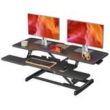JYLH JOYSEEKER 42 inch Standing Desk Converter, Height Adjustable Desktop Standing Desk with Keyboard Tray for Two Monitors, Sit to Stand up Desk Riser Computer Workstation for Home Office, Black JYLH JOYSEEKER