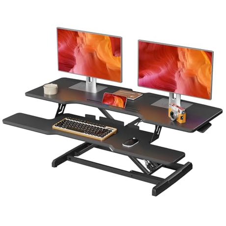 JYLH JOYSEEKER 42 inch Standing Desk Converter, Height Adjustable Desktop Standing Desk with Keyboard Tray for Two Monitors, Sit to Stand up Desk Riser Computer Workstation for Home Office, Black JYLH JOYSEEKER