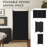 ‌FDW 3-Panel Room Divider Privacy Screen, 6FT Portable Folding Partition with Metal Frame (102" W x 70" H) for Office/Home Use, Dark Black FDW